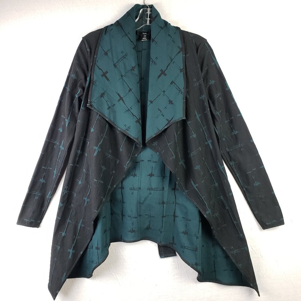 Ruti Forever Jacket Stretch Crosses Print Black Teal Size XS/S Goth Minimalist